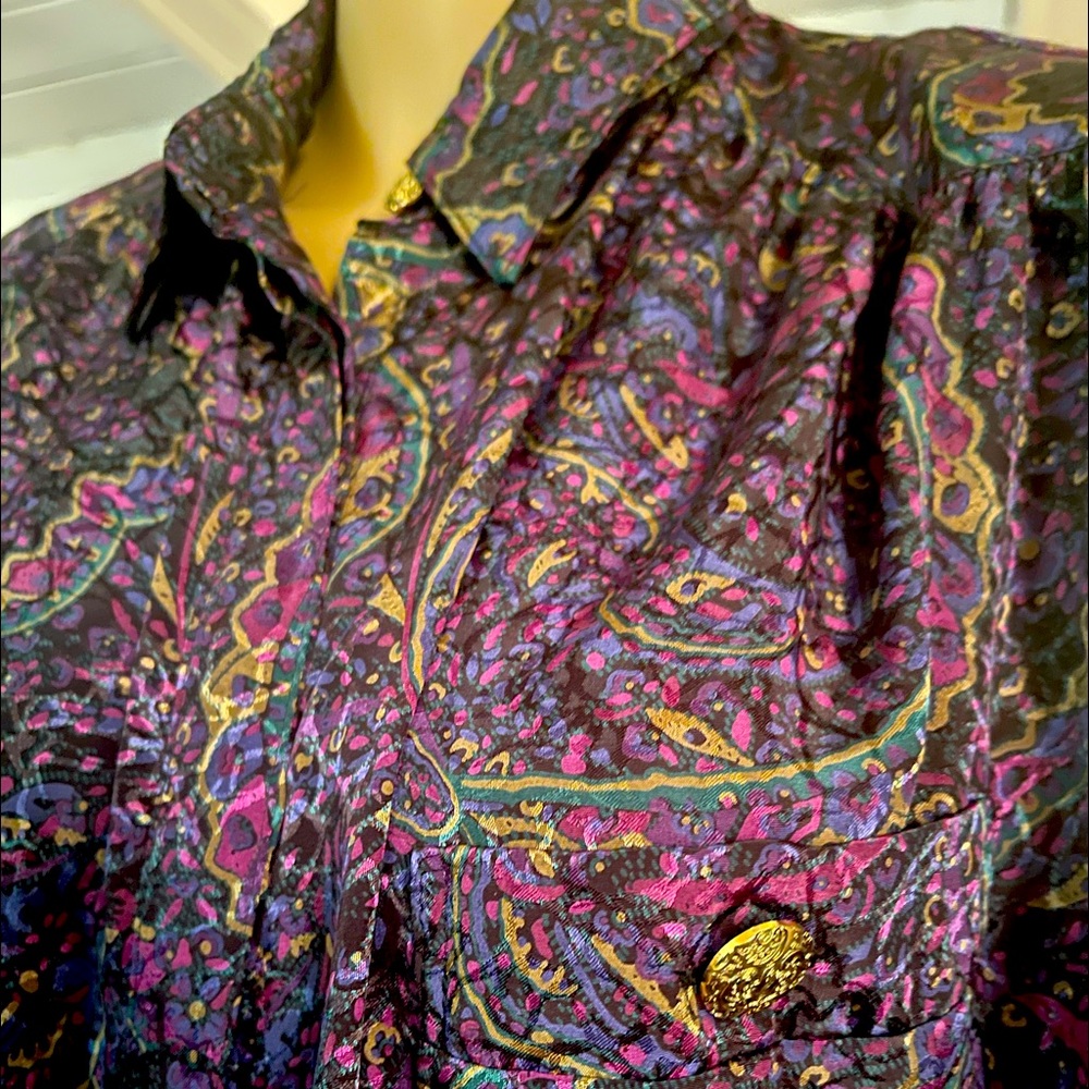 Gorgeous Japanese designer paisley purple, and brown skirt w/matching blouse SzM